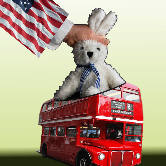 A rabbit pulled out of a bus.